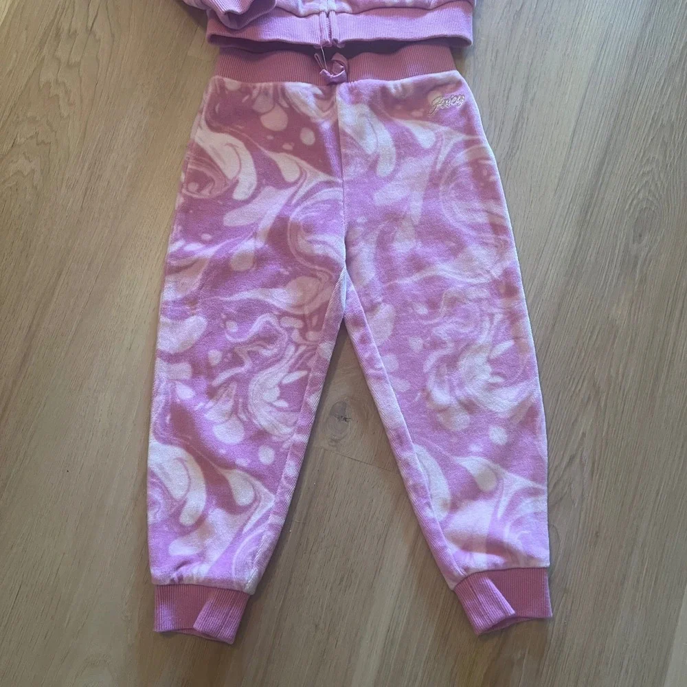 Juicy Couture Kids Purple Marble‎ Velour Tracksuit Hoodie Joggers Set 3T